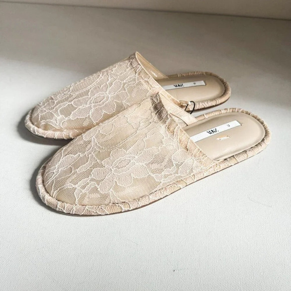 Zara Lace Top Round Toe  summer Slides 41 - Picture 3 of 9